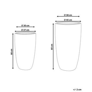 Beliani Set mit 2 Blumentöpfen aus PE Rattan Rustikal CEDRUS  