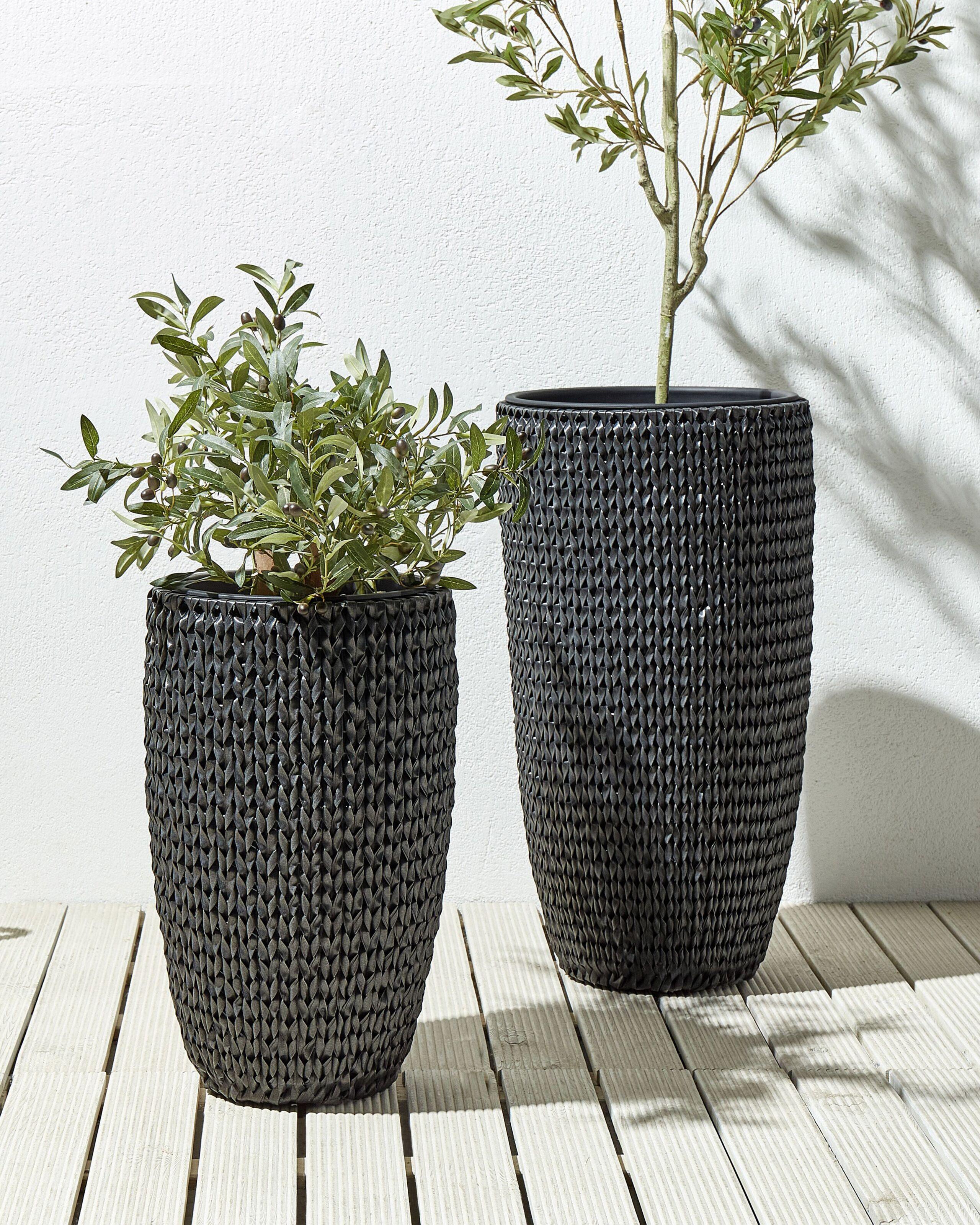 Beliani Lot de 2 pots de fleurs en Polyrotin Rustique CEDRUS  