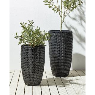 Beliani Lot de 2 pots de fleurs en Polyrotin Rustique CEDRUS  