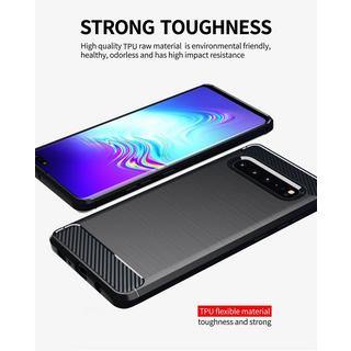 Cadorabo  Hülle für Samsung Galaxy S10 5G TPU Silikon Edelstahl-Karbonfaser Optik 