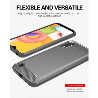 Cadorabo  Hülle für Samsung Galaxy A01 TPU Silikon Edelstahl-Karbonfaser Optik 