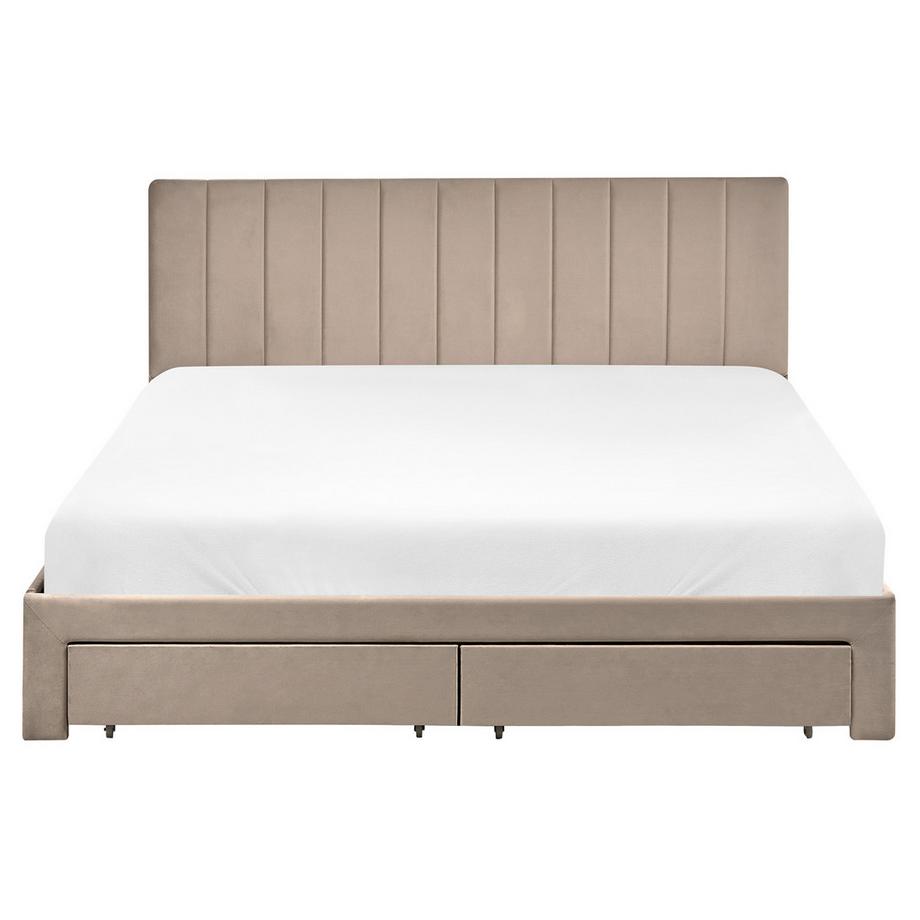 Beliani Letto con cassetti contenitori en Velluto  LONZAC  