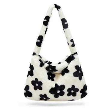 Plüschtasche, kleine Umhängetasche mit Reißverschluss, Handtasche kleine niedliche flauschige und