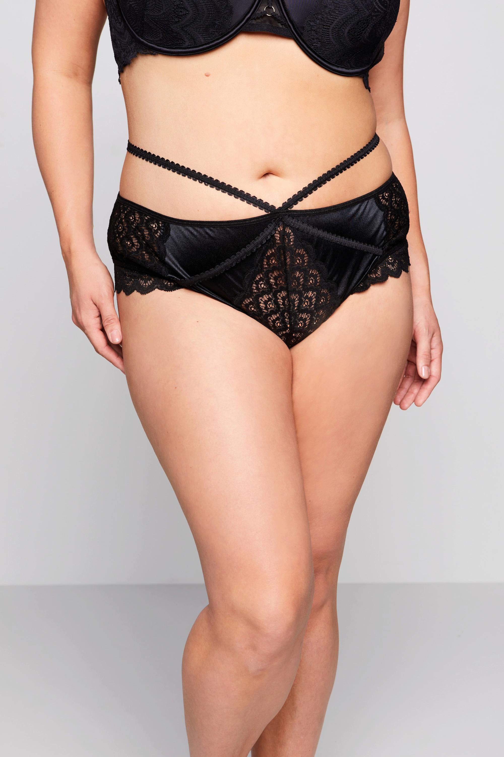 Ulla Popken  Slip brasiliana ouvert in pizzo con laccetti 