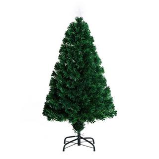 HOMCOM Sapin De Noël Artificiel Sapin De Noël Sapin À Fibre Lumineuse Led Avec Support En Métal, Changeur De Couleur À Fibre Optique, Vert, 120 Cm  