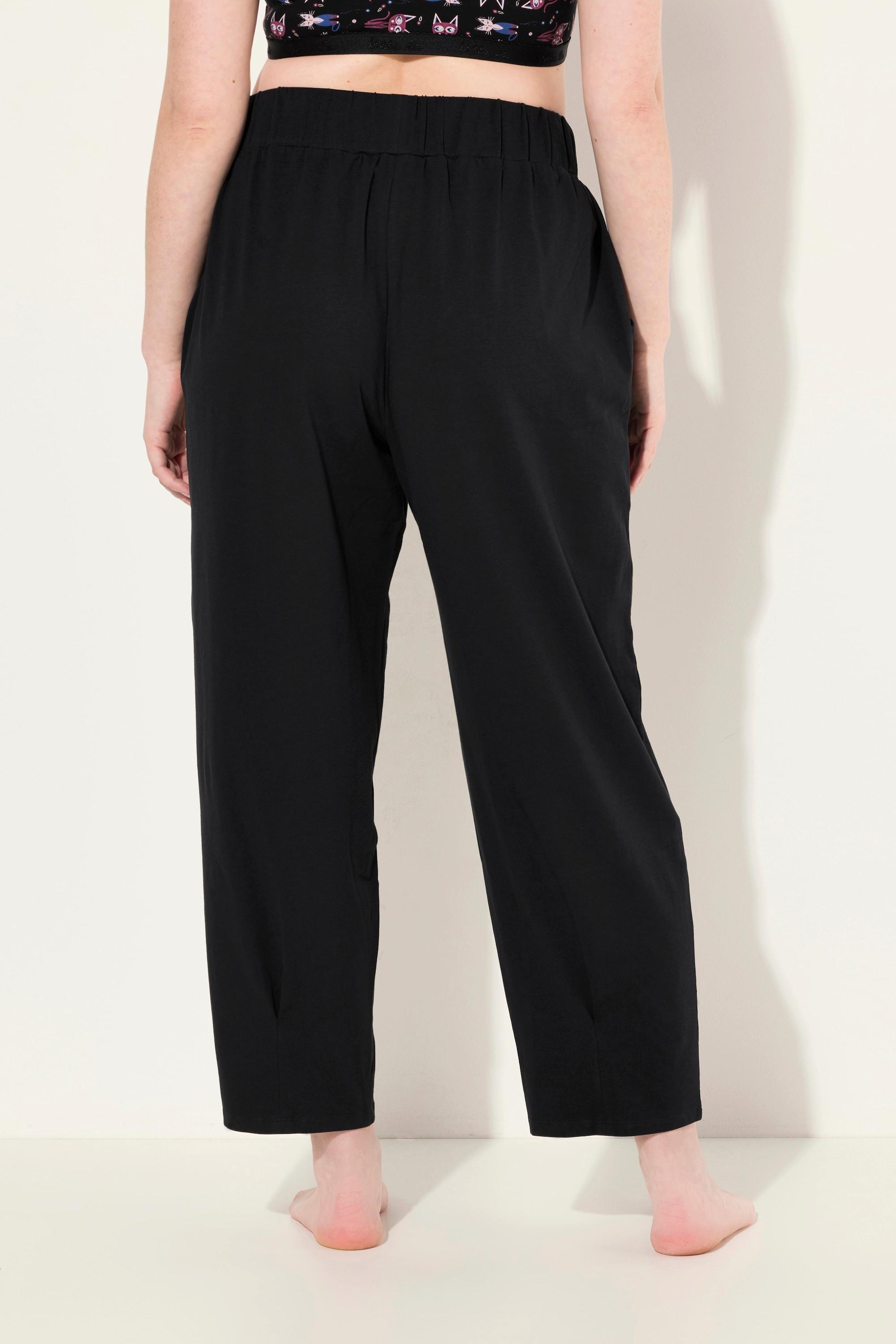 Ulla Popken  Pantaloni loungewear in cotone biologico con taglio della gamba conico e cintura elastica 