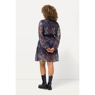 Ulla Popken  Robe motif cachemire. Col tunisien et manches longues. 