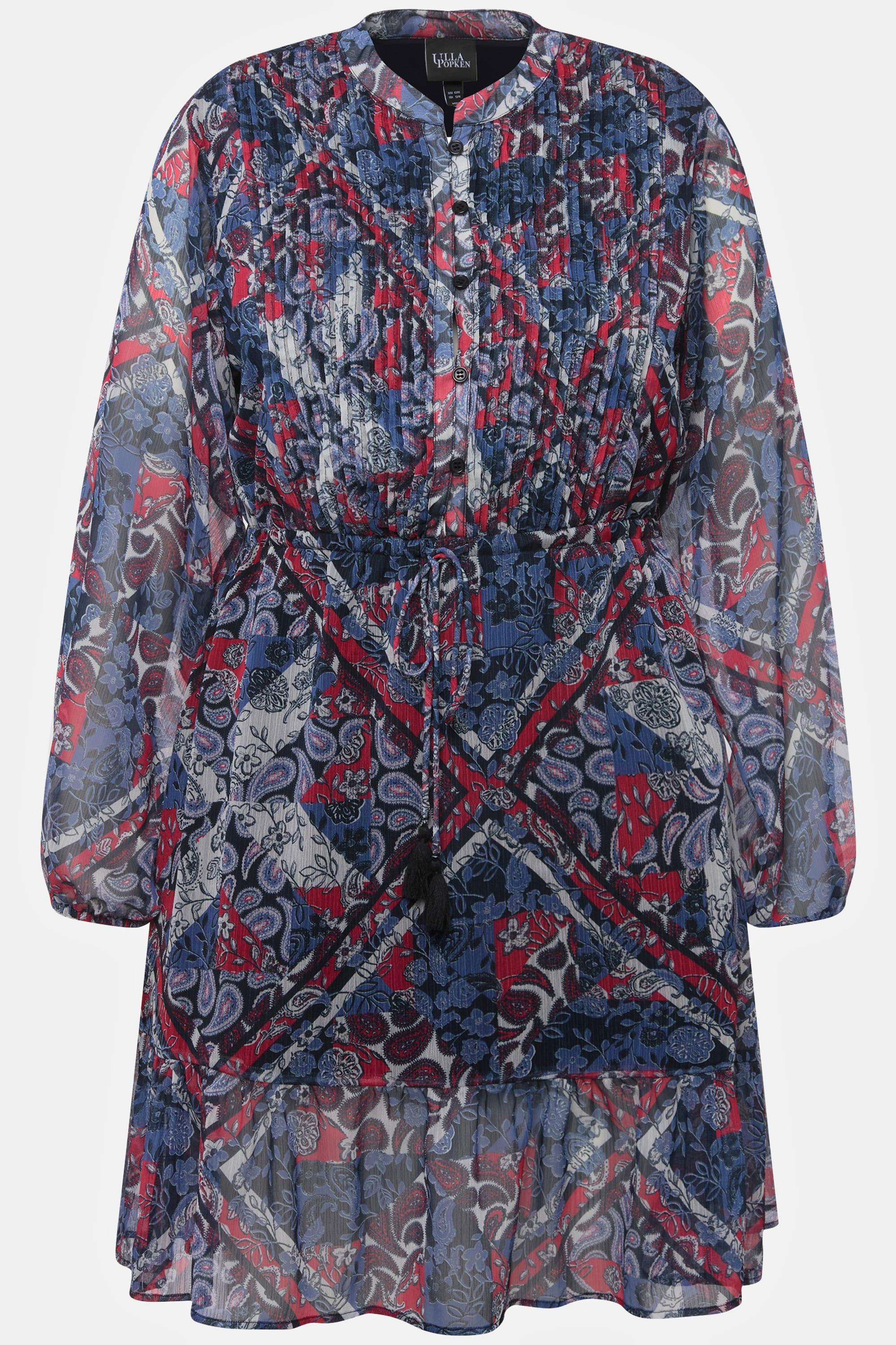 Ulla Popken  Robe motif cachemire. Col tunisien et manches longues. 