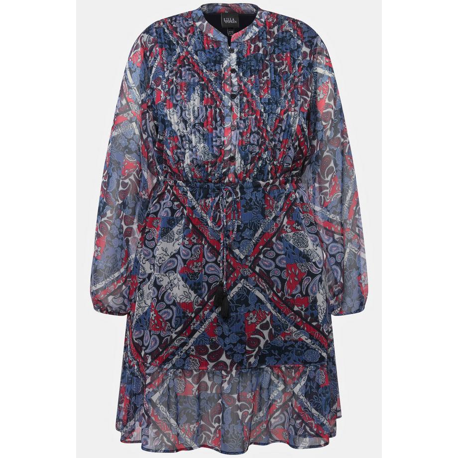 Ulla Popken Robe Motif Cachemire Col Tunisien Manches Longues  