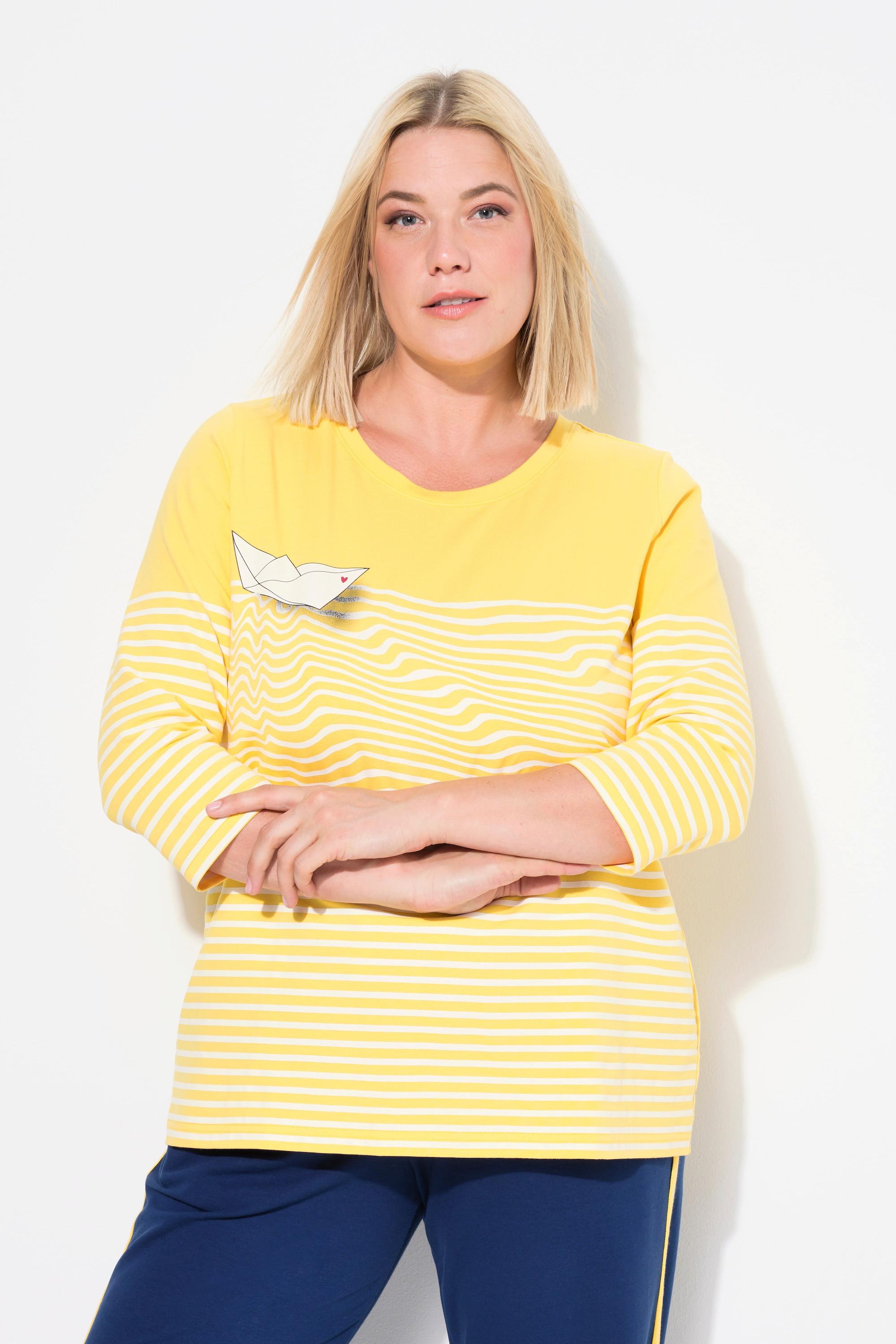 Ulla Popken Maglia Righe Barca di Carta Manica 3/4  