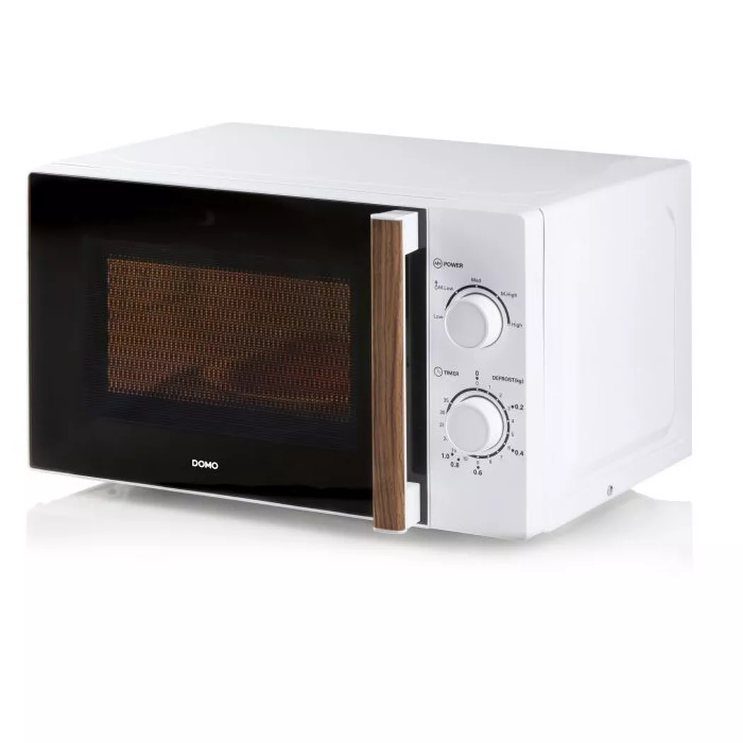 DOMO DO2720 Mikrowelle Weiß, Holz 700W Timerfunktion
