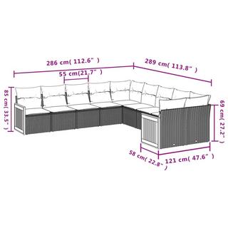 VidaXL set divano da giardino Polirattan  