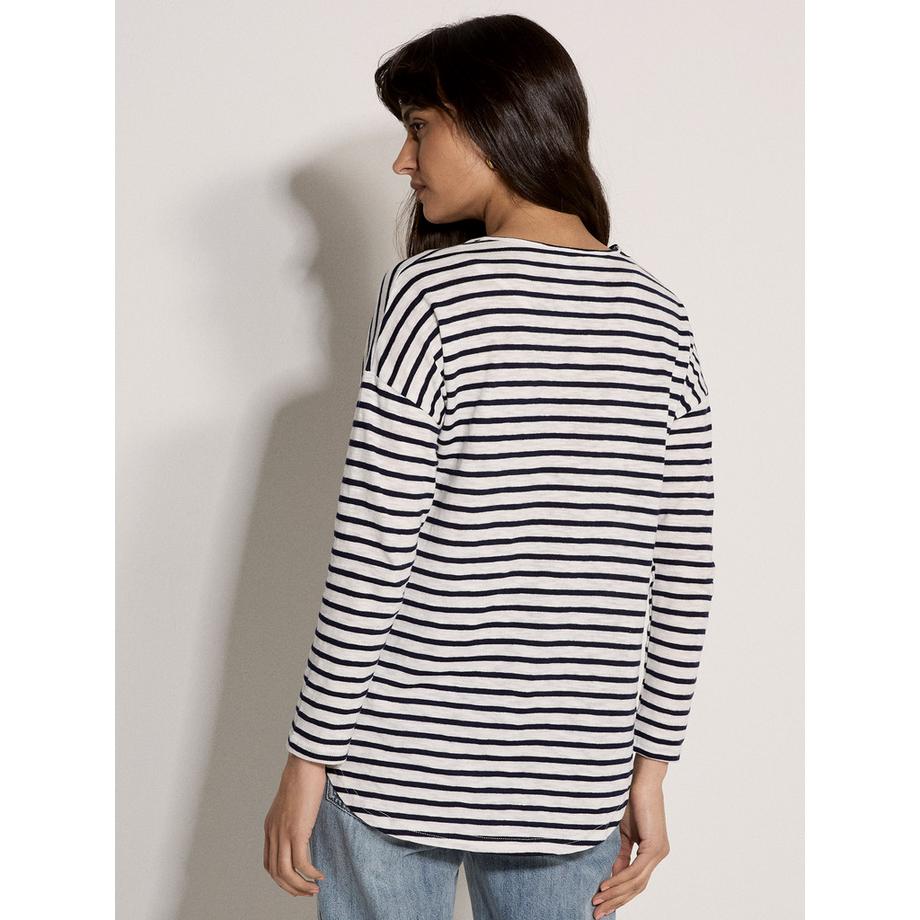 APRICOT Top a Maniche Lunghe a Righe in Jersey Slub  