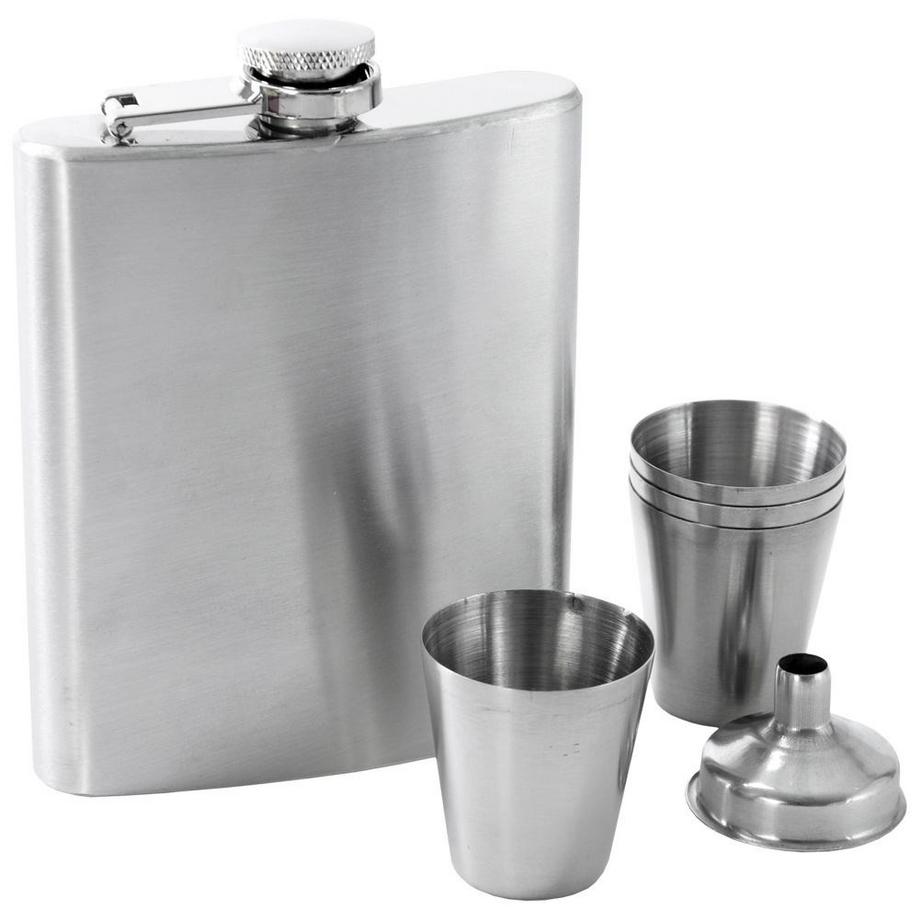 B2X  Coffret de luxe : Flasque de poche, 4 verres à shot et entonnoir dans un coffret cadeau 