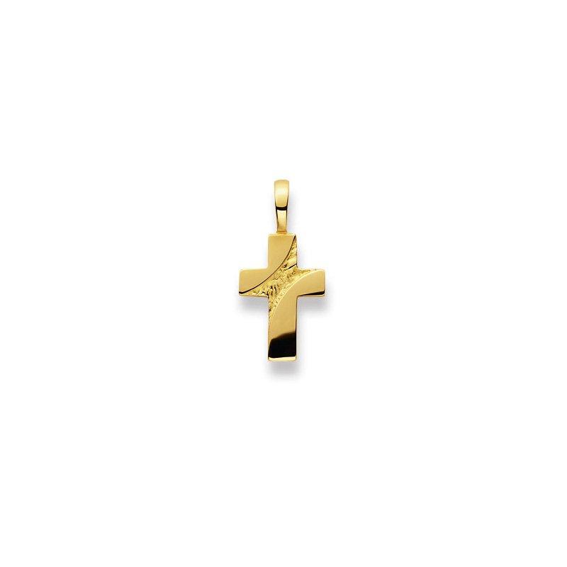 MUAU Schmuck  Anhänger Kreuz Gelbgold 750, 22x10mm 