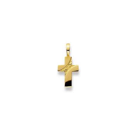 MUAU Schmuck  Anhänger Kreuz Gelbgold 750, 22x10mm 