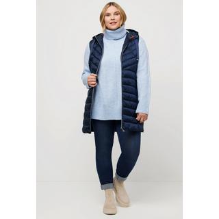 Ulla Popken  Gilet lungo e trapuntato con zip sull'orlo, collo alto e cappuccio 