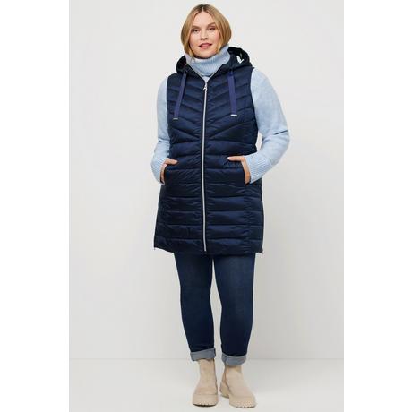 Ulla Popken  Gilet lungo e trapuntato con zip sull'orlo, collo alto e cappuccio 