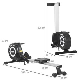Northio  Vogatore per casa, vogatore pieghevole con sistema frenante magnetico a 8 livelli, display LCD, per allenamento completo del corpo, alluminio, nero 