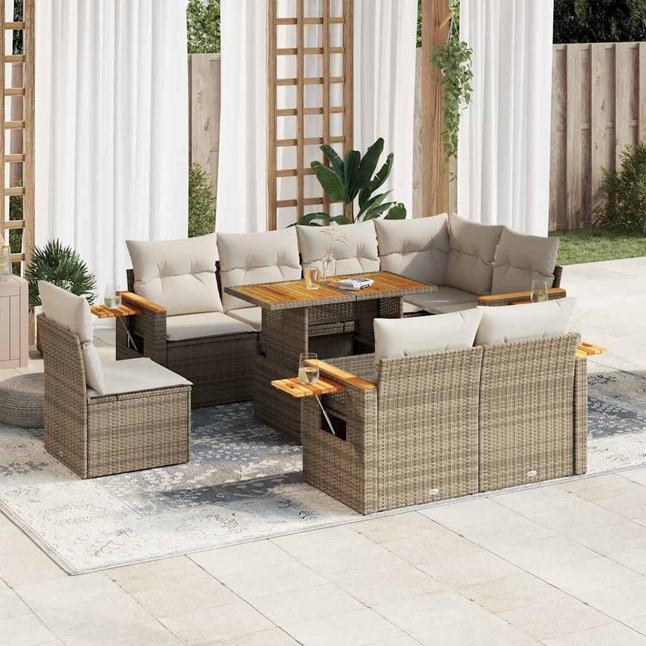 VidaXL Ensemble de canapés de jardin rotin synthétique  