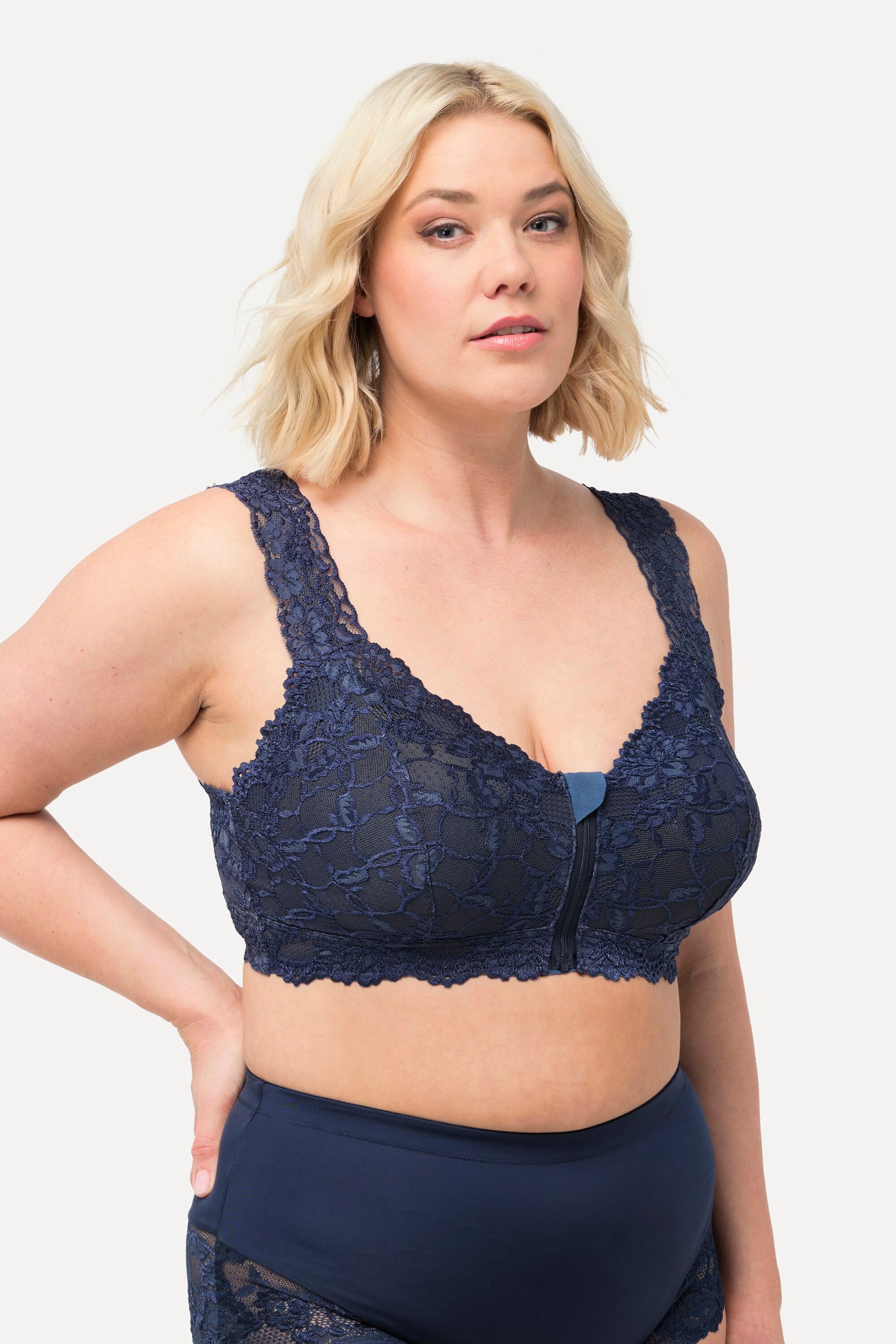 Ulla Popken  Bralette sans armatures, avec fermeture à glissière et dentelle 