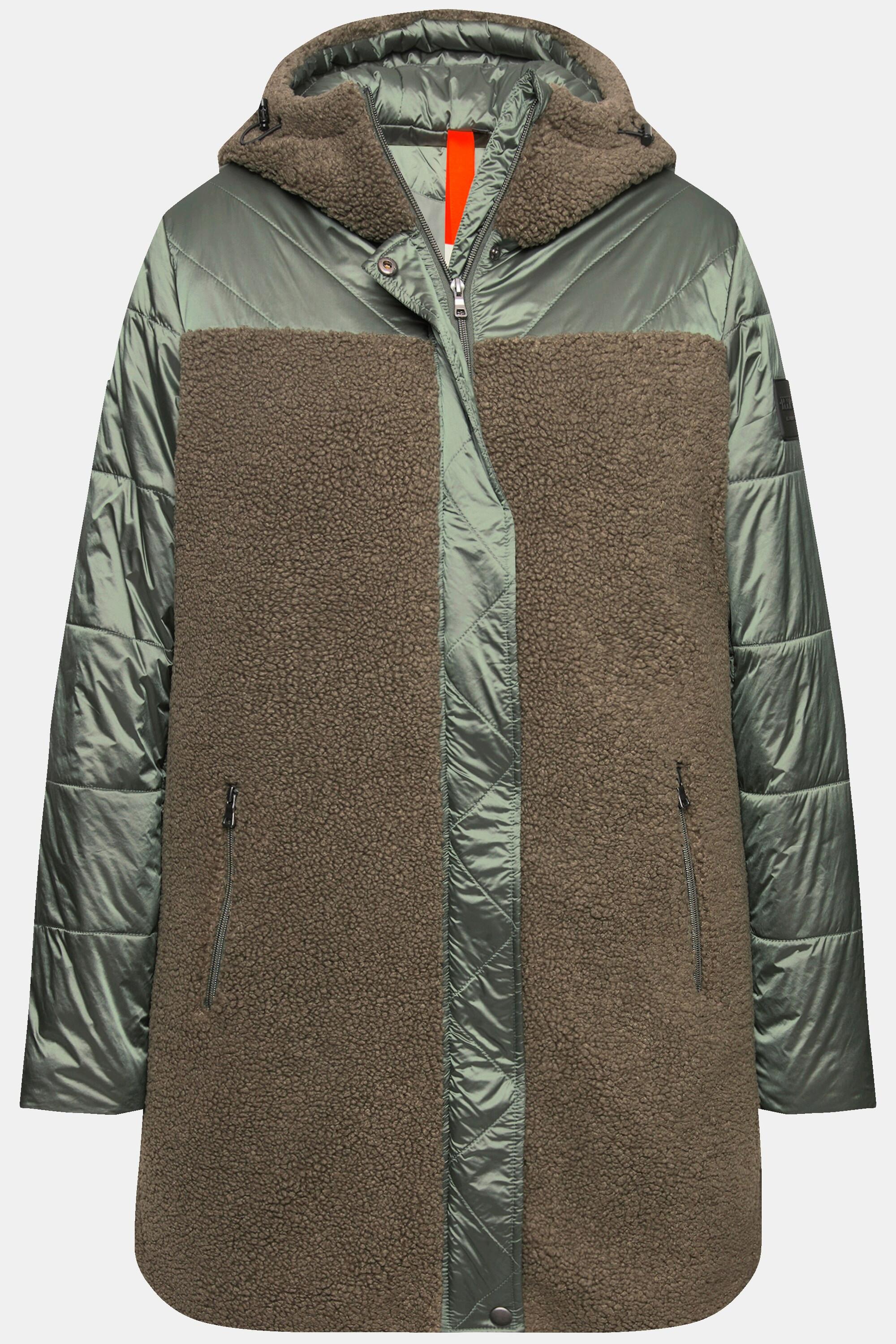 Ulla Popken Giacca trapuntata in pile teddy con cappuccio  