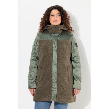 Ulla Popken Giacca trapuntata in pile teddy con cappuccio  