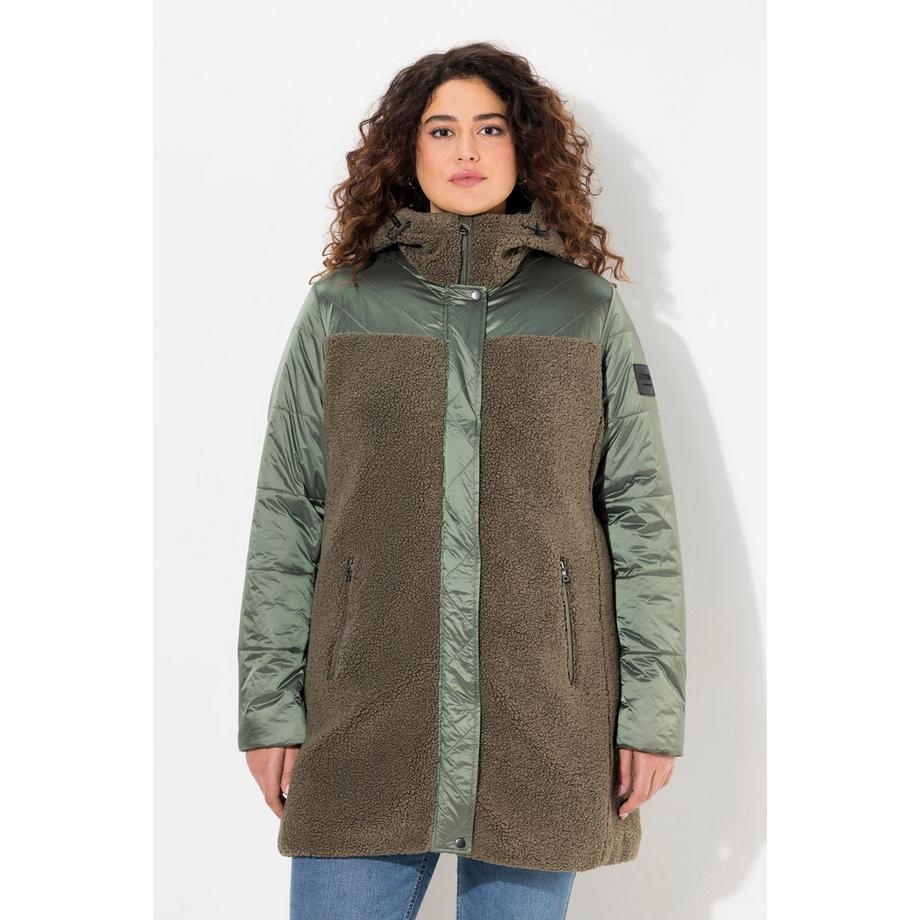 Ulla Popken Veste matelassée polaire bouclée à capuche  