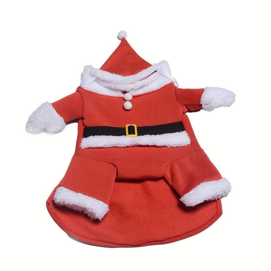 Alopini  Costume de Père Noël avec bonnet pour animaux de compagnie, veste chaude pour chien et chiot, M 