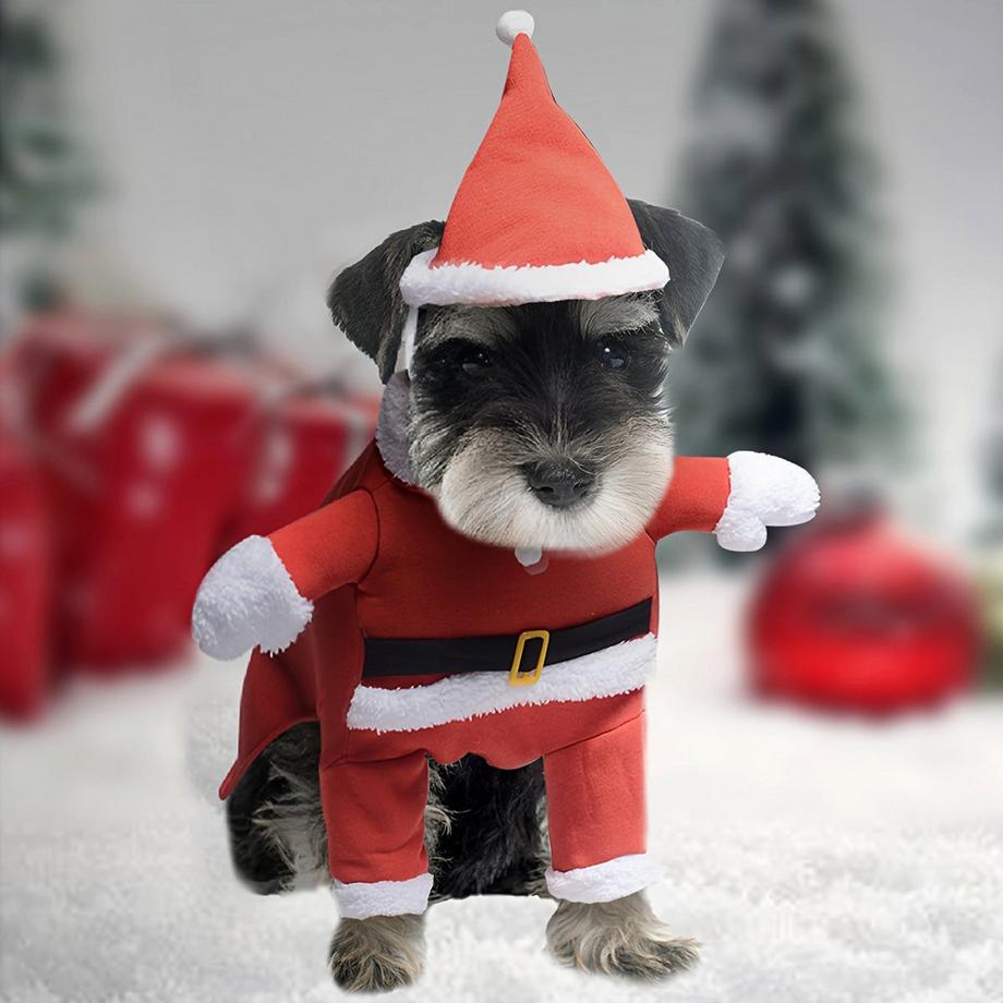 Winter Haustier Weihnachten Santa Anzug mit Hut, warme Onesie Jacke Hund Welpe, M