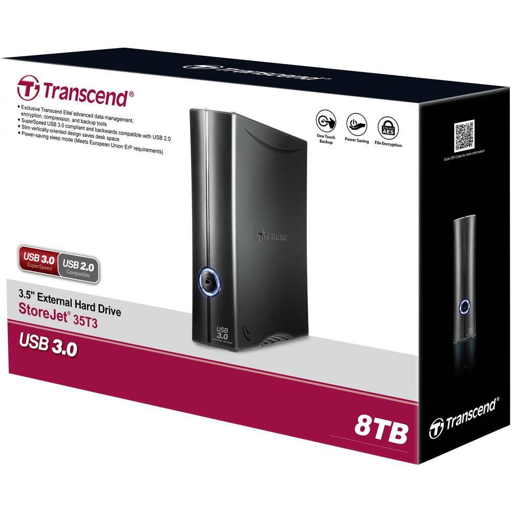 Transcend  StoreJet® 35T3 8 TB Externe Festplatte 8.9 cm (3.5 Zoll) USB 3.2 Gen 1 (USB 3.0) Schwarz 