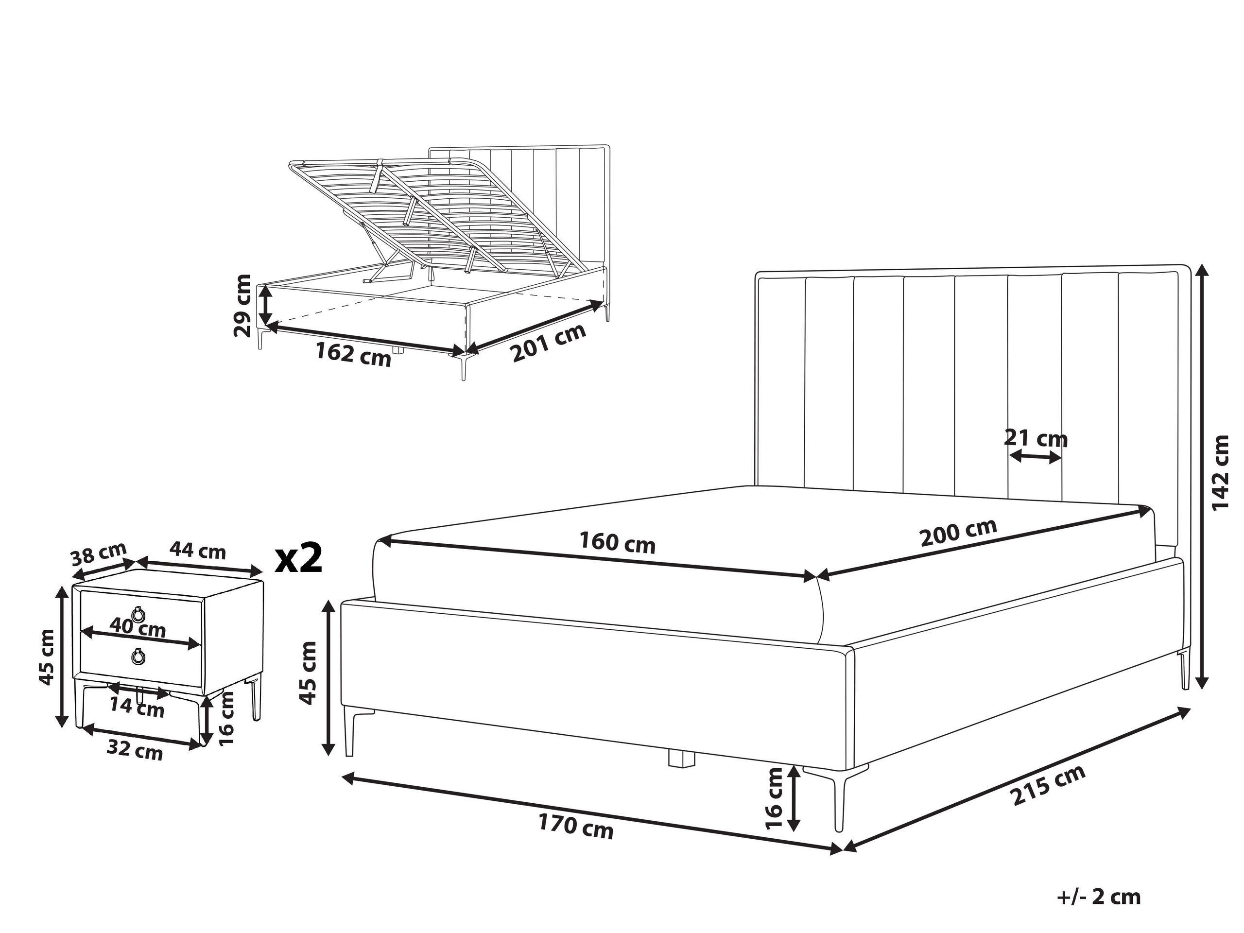 Beliani Schlafzimmer Set aus Samtstoff SEZANNE  