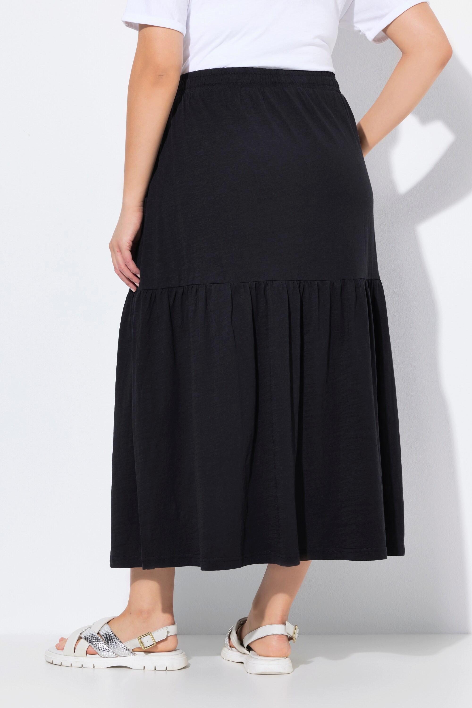 Ulla Popken Jupe en jersey ligne A avec volant et taille élastique  