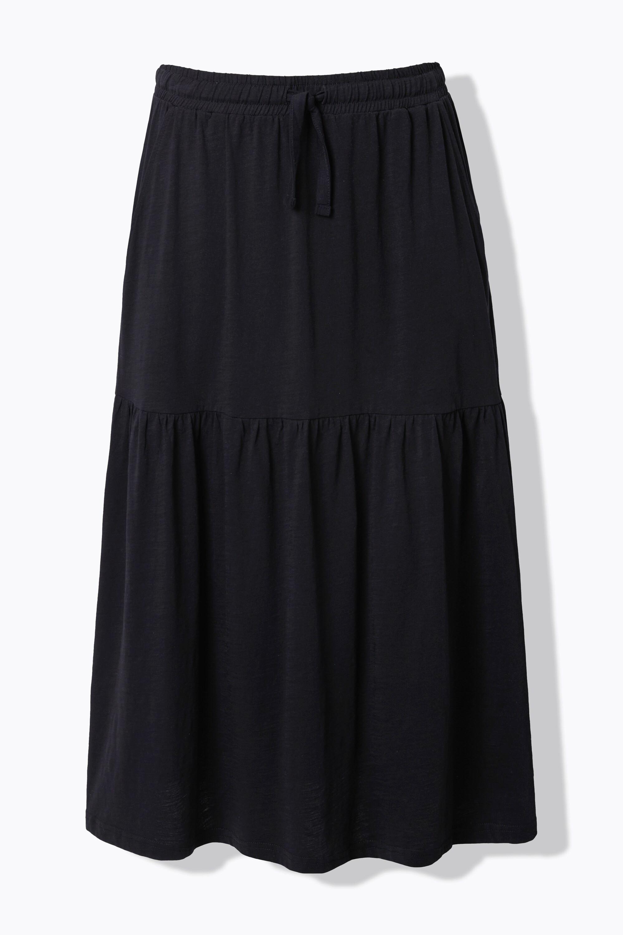 Ulla Popken Jupe en jersey ligne A avec volant et taille élastique  