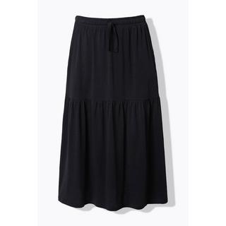 Ulla Popken Jupe en jersey ligne A avec volant et taille élastique  