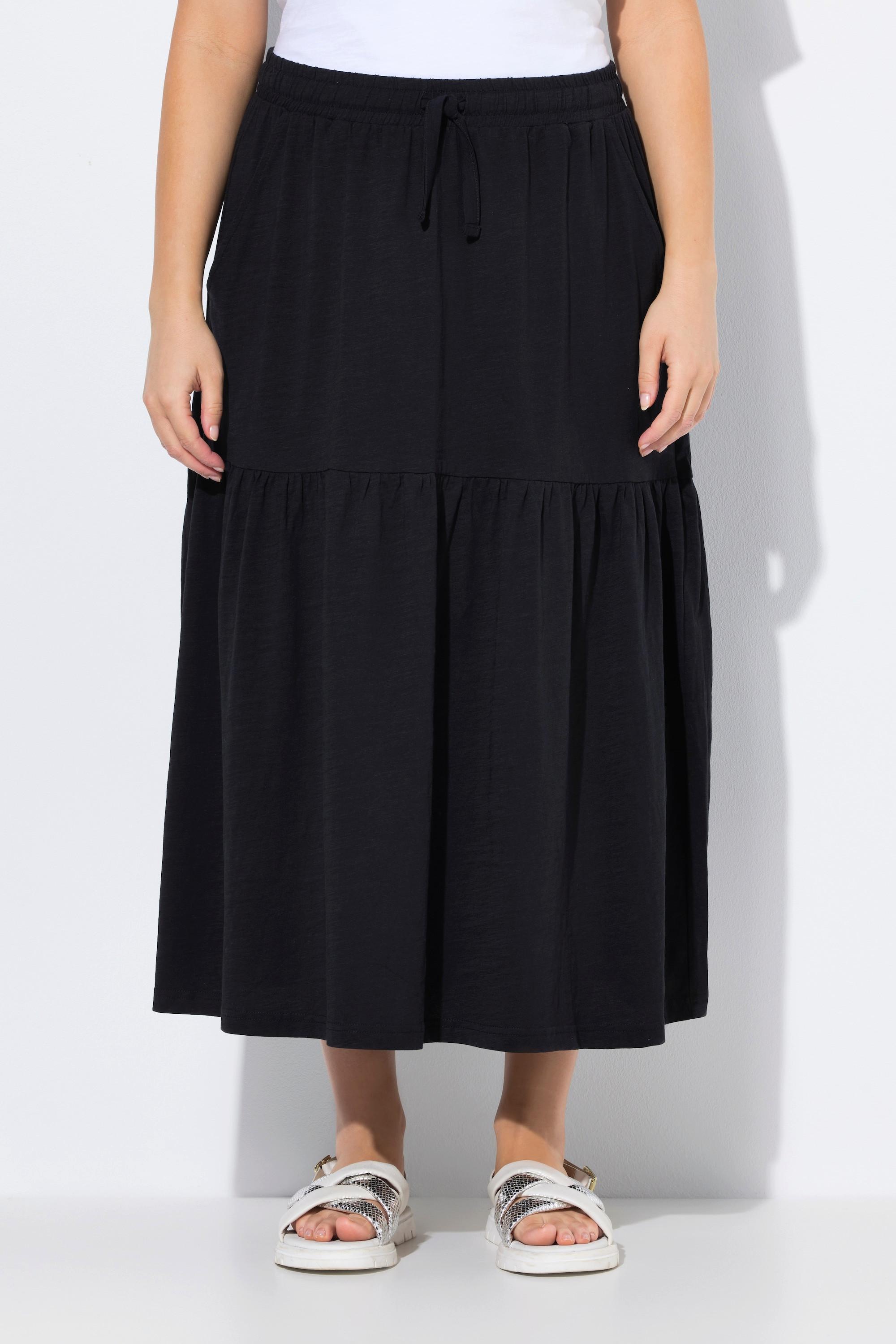 Ulla Popken Jupe en jersey ligne A avec volant et taille élastique  