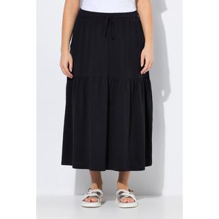 Ulla Popken Jupe en jersey ligne A avec volant et taille élastique  