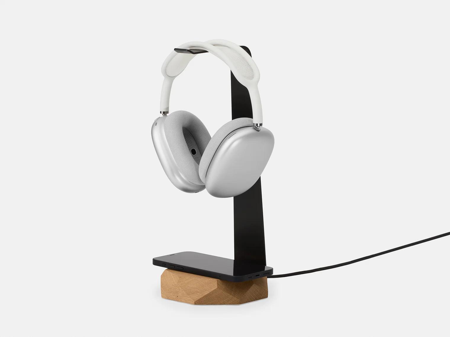 Oakywood  2in1 Headphones Stand - Kopfhörerständer mit kabellosem Handy-Ladegerät 