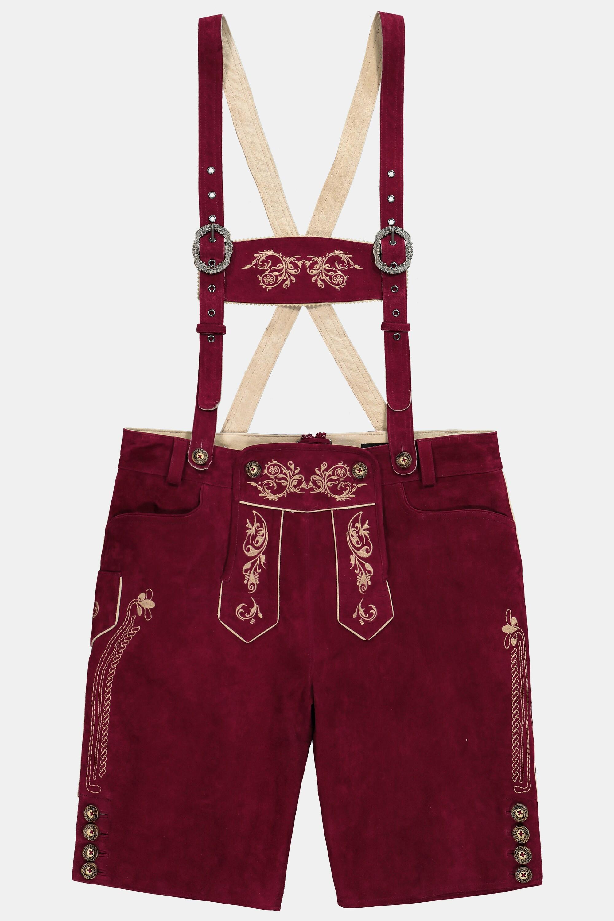 JP1880  Lederhosen in tradizionale stile Tracht in pelle vera con ricami 