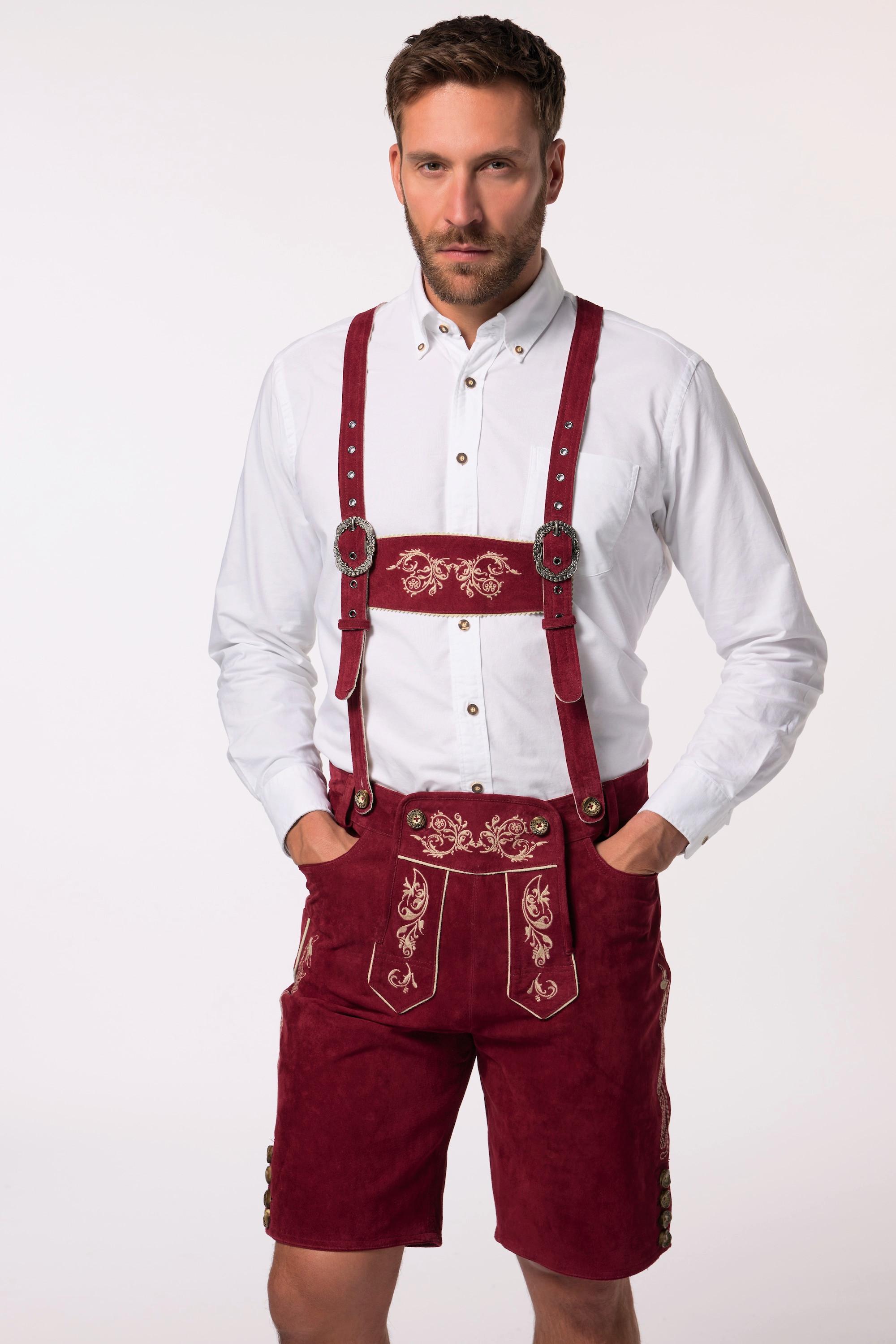 JP1880  Lederhosen in tradizionale stile Tracht in pelle vera con ricami 