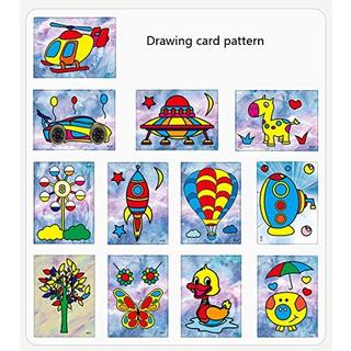 Activity-board  Packs de cartes de peinture sur sable, Kit de coloriage artistique pour enfants, bricolage en papier, avec 12 bouteilles de sable à colorier pour enfants 