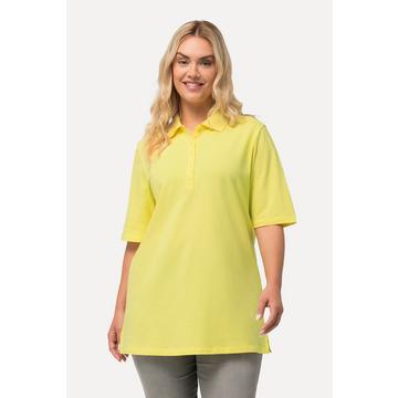 Maglia polo in piqué con abbottonatura con nastro di velluto e mezze maniche