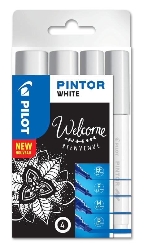 Pilot PILOT Marker Set Pintor B/M/F/EF S4/0537465 weiss, 4 Stück  