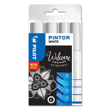 PILOT Marker Set Pintor B/M/F/EF S4/0537465 weiss, 4 Stück