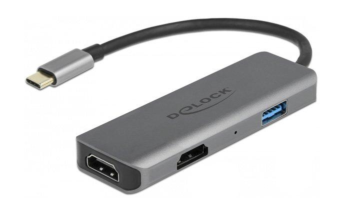 DeLock  USB Type-C zu Dual HDMI Adapter mit 4K 60 Hz und USB Port 