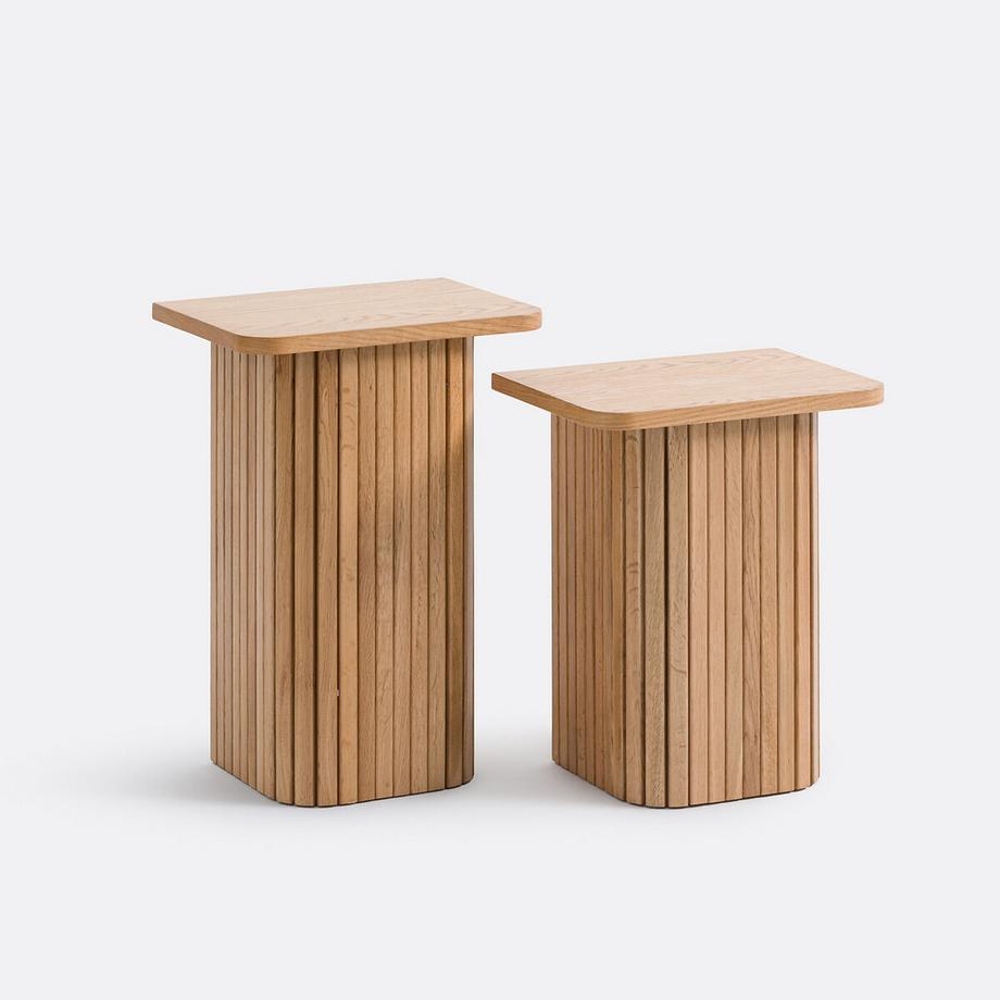 Lot de 2 bouts de canapé en plaqué chêne