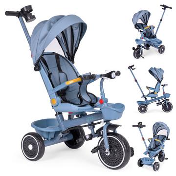 Passeggino triciclo 2 in 1, sedile girevole, cappottina pieghevole