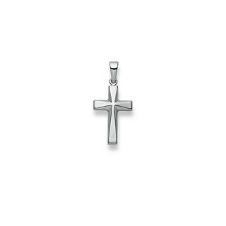 MUAU Schmuck  Pendentif croix or blanc 750, 25x12mm 