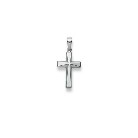 MUAU Schmuck  Anhänger Kreuz Weissgold 750, 25x12mm 