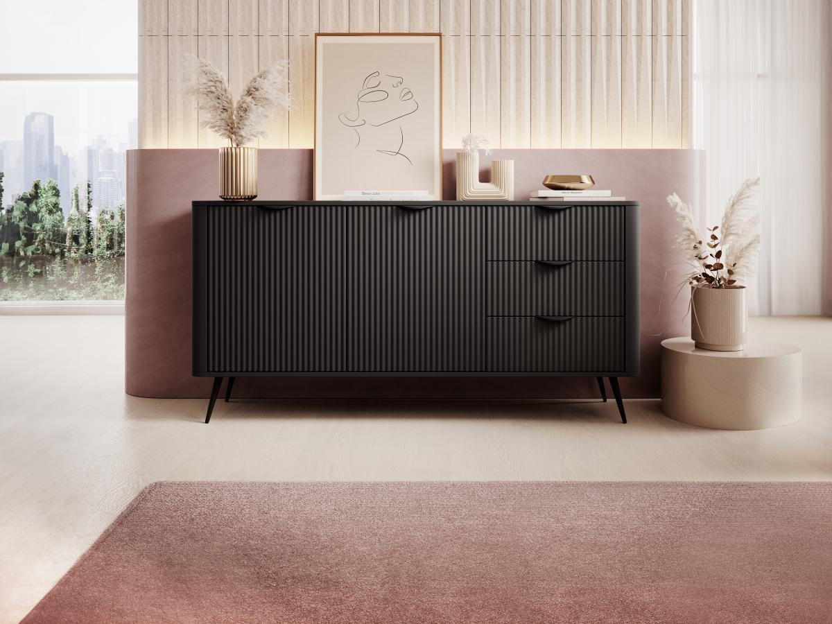 PASCAL MORABITO  Credenza 2 ante e 3 cassetti in MDF Nero - ELONARIA di PASCAL MORABITO 